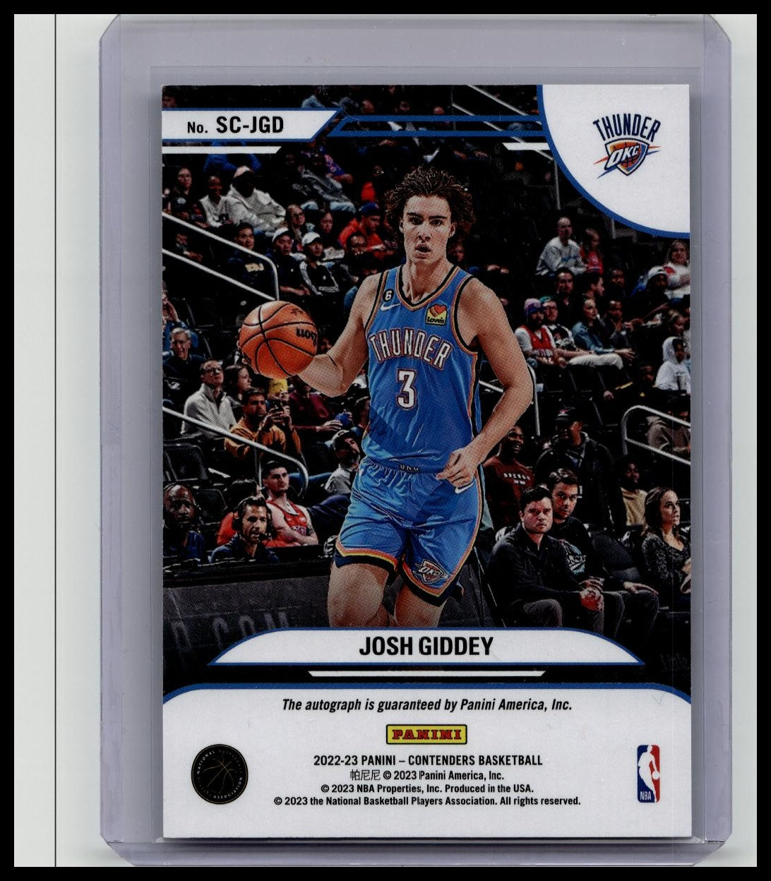 2022-23 Panini Contenders Optic Josh Giddey #'d /99 Sophomore Contenders Auto