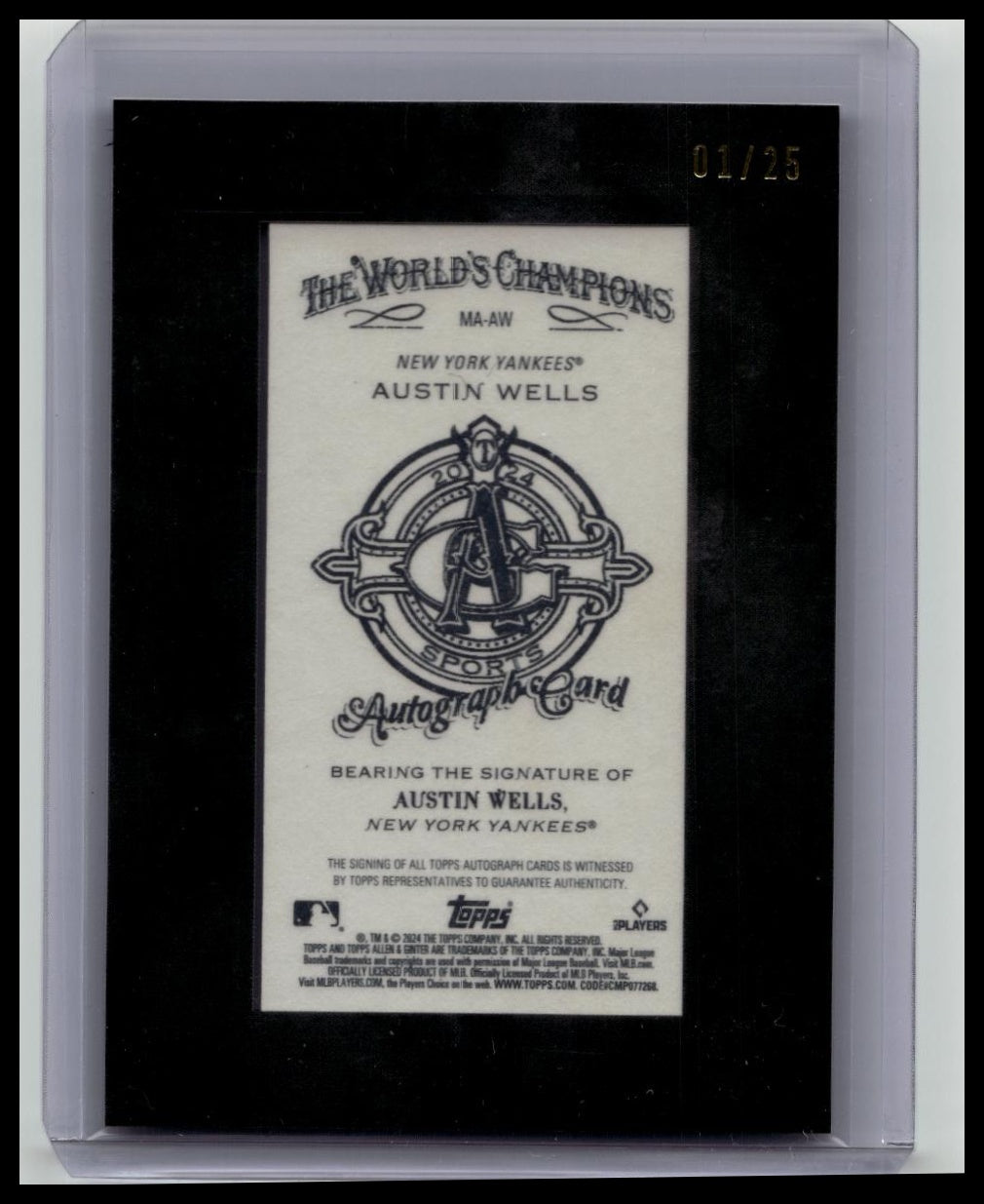 2024 Allen & Ginter AUSTIN WELLS Autographed "Black-Framed Mini" SSP Auto 01/25