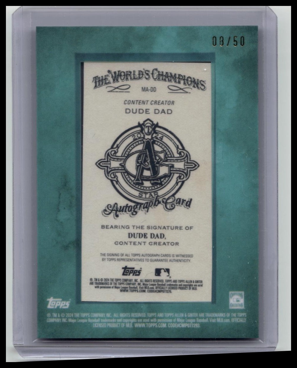 2024 Topps Allen & Ginter Dude Dad Mini Framed Auto Influencer #/50