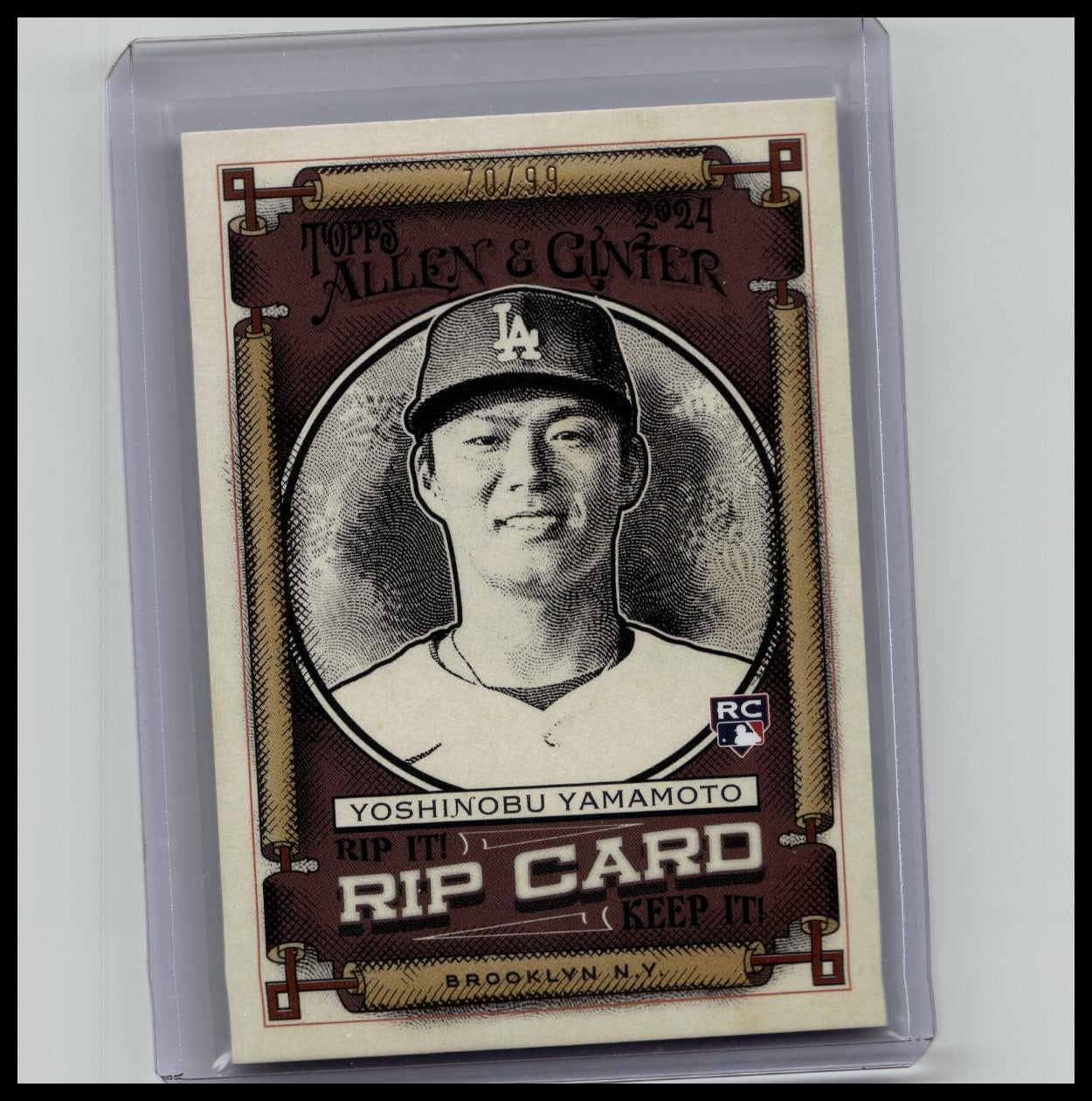 2024 Allen & Ginter - Rip Card (Ripped) /99 - Yoshinobu Yamamoto RC - Dodgers