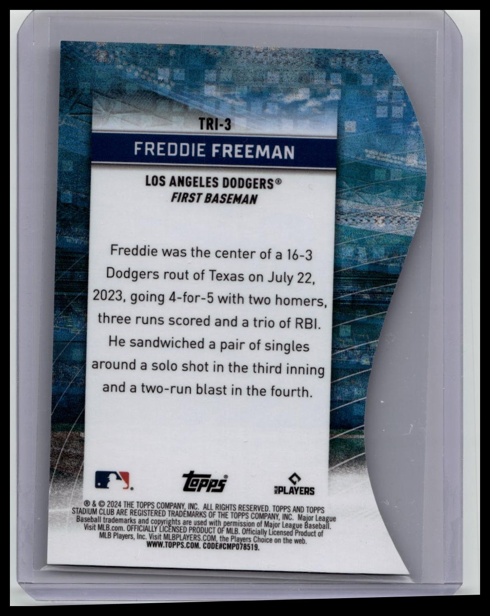 2024 Topps Freddie Freeman #TRI-3 Stadium Club Chrome Triumvirates /99