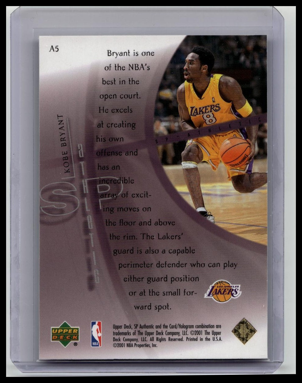 2000-01 SP Authentic Kobe Bryant Athletic #A5 Los Angeles Lakers