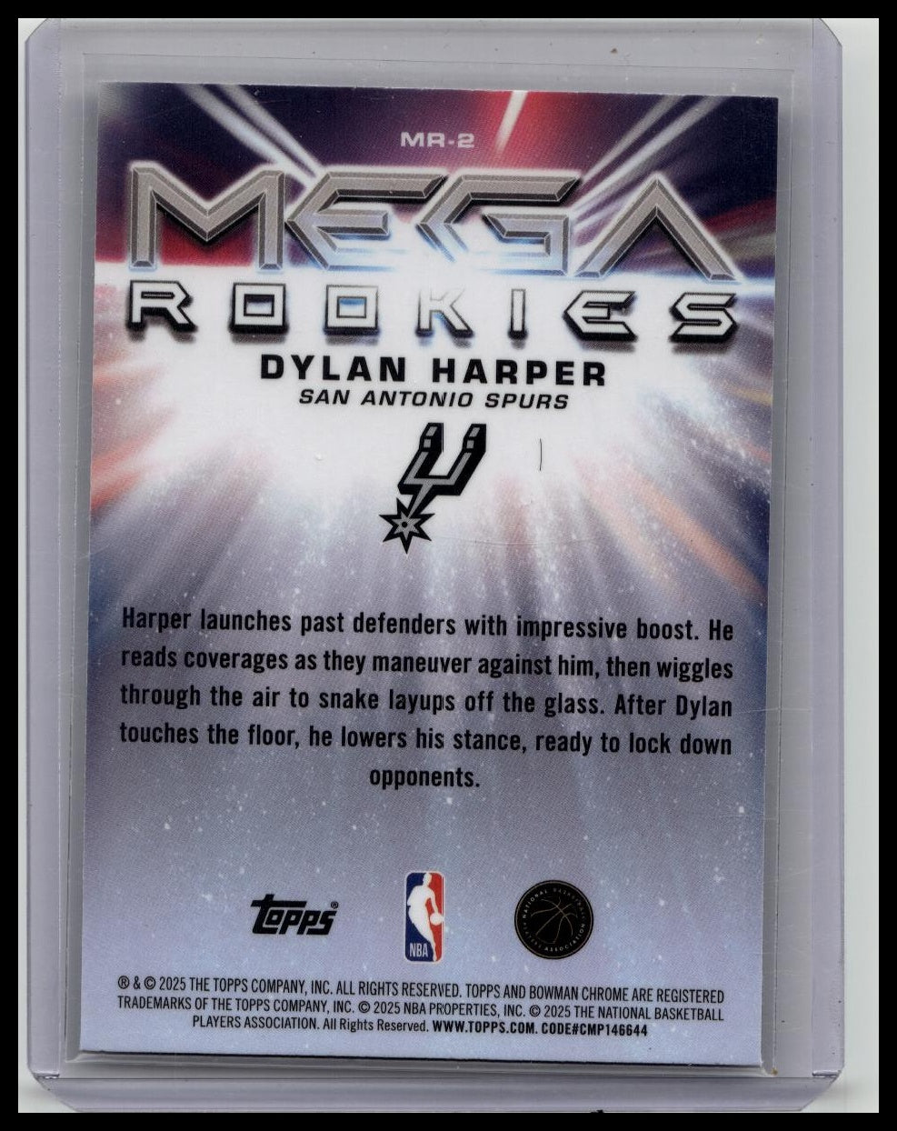 Topps 2025 Bowman Chrome Mega Rookies Insert Dylan Harper Rookie MR-2 Spurs NBA