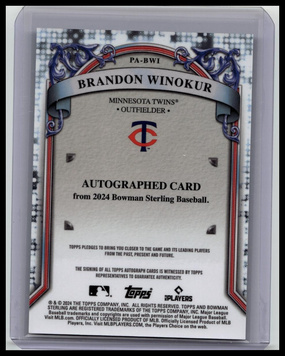 2024 Bowman Sterling - Prospect Auto Blue Refractor #PA-BWI Brandon Winokur /25
