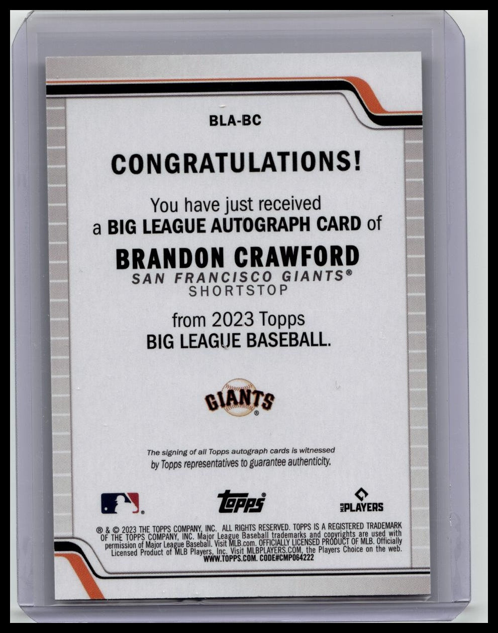 BRANDON CRAWFORD 2023 Topps Big League Big League AUTOGRAPH GOLD /50 Giants