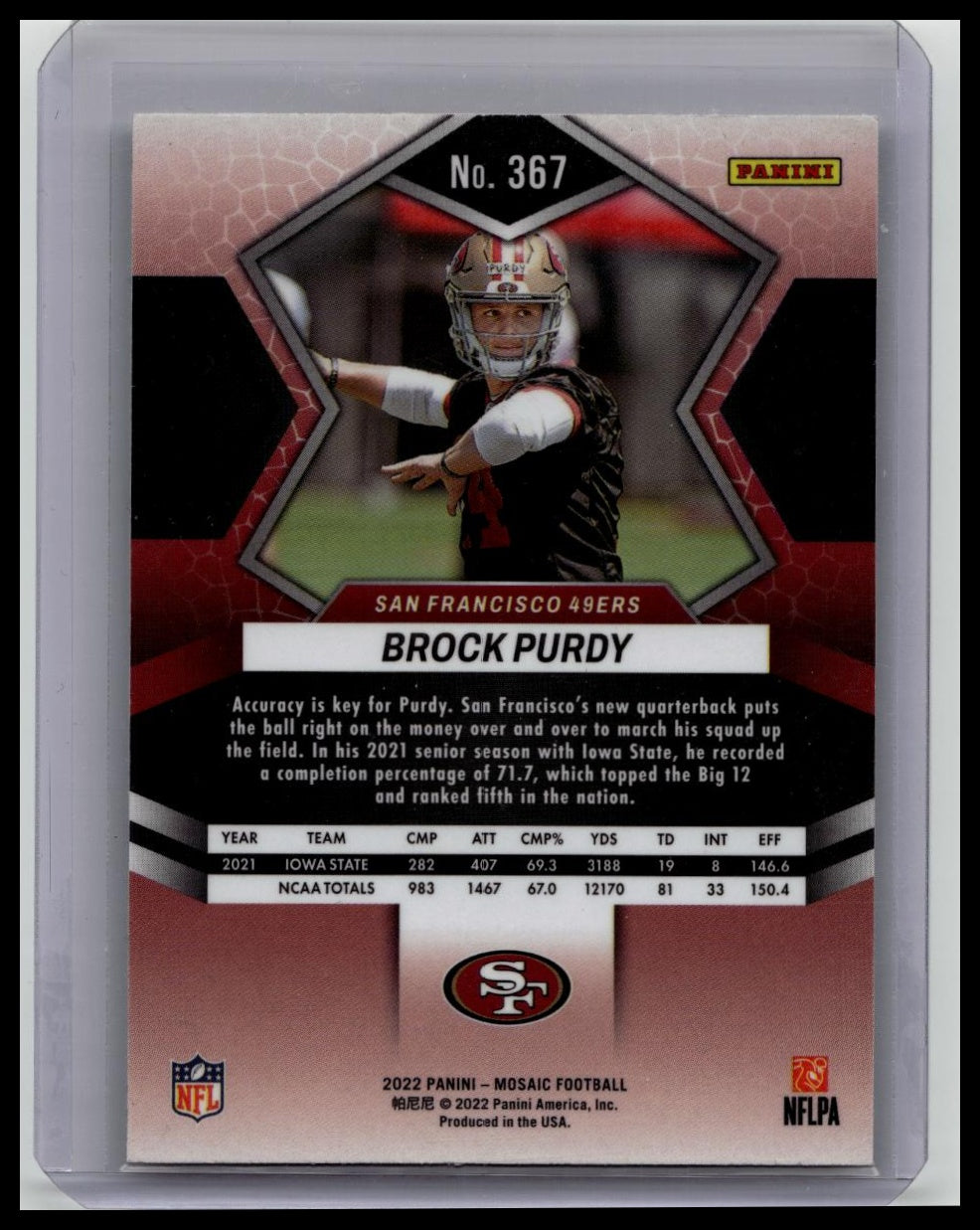 2022 Panini Mosaic Rookie Base #367 Brock Purdy (RC)