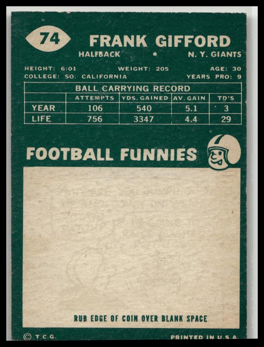 1960 Topps #74 Frank Gifford