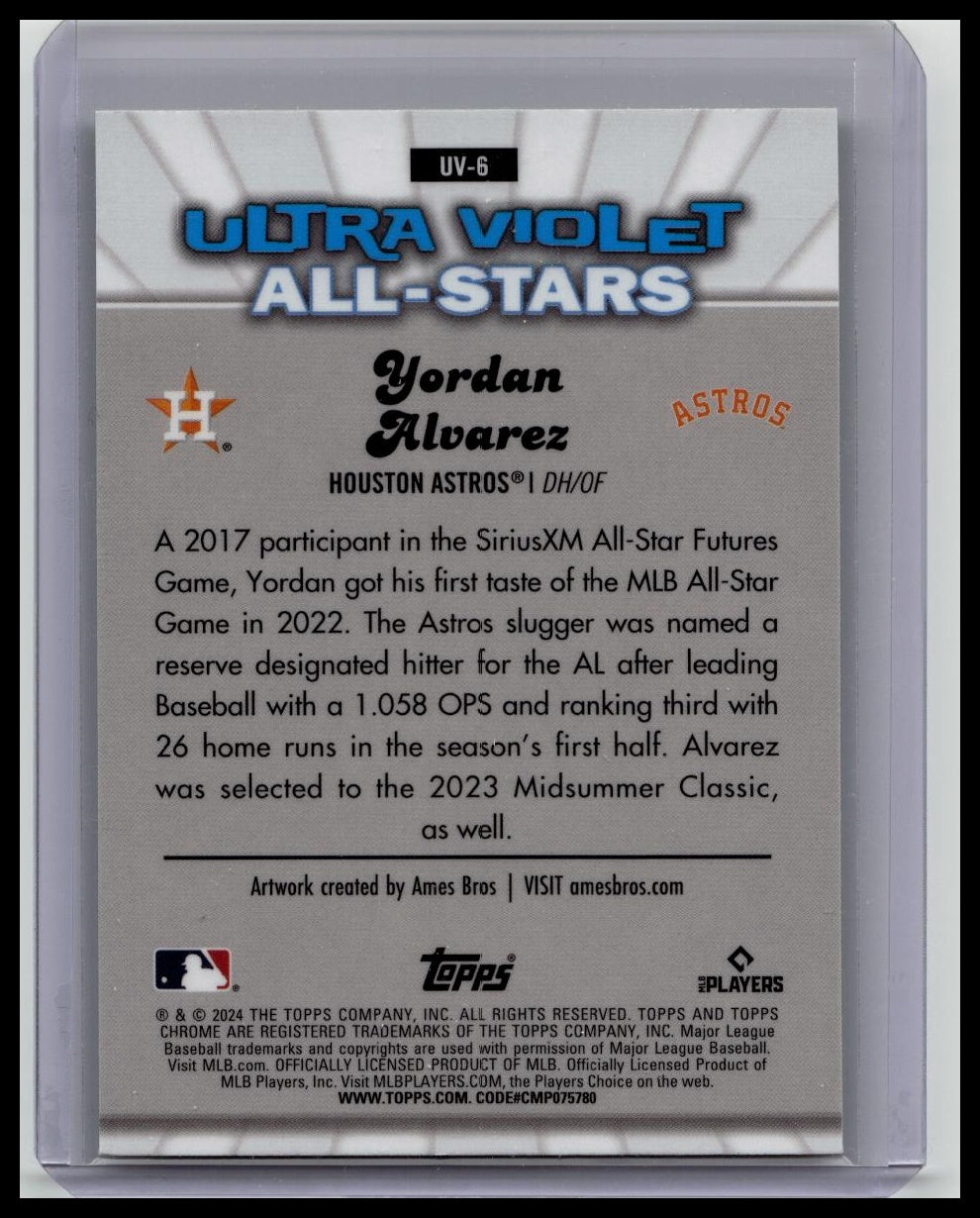 2024 Topps Chrome Baseball Yordan Alvarez All Stars Ultra Violet UV-6 Houston