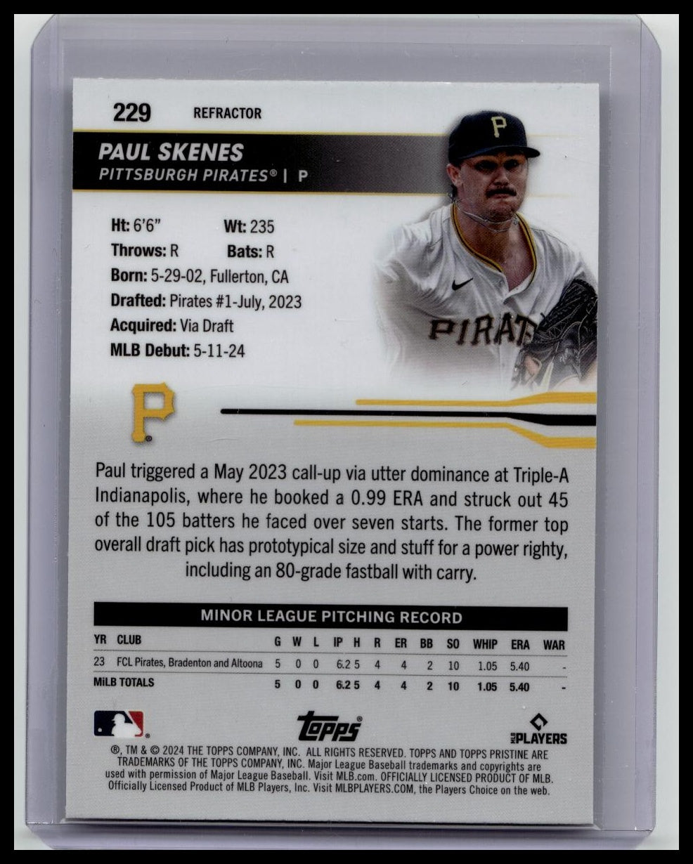 PAUL SKENES - 2024 Topps Pristine ROOKIE REFRACTOR - Pirates RC