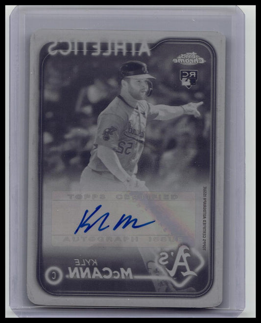 Kyle McCann 2024 TOPPS CHROME UPDATE ROOKIE AUTO CYAN PRINTING PLATE 1/1 A's