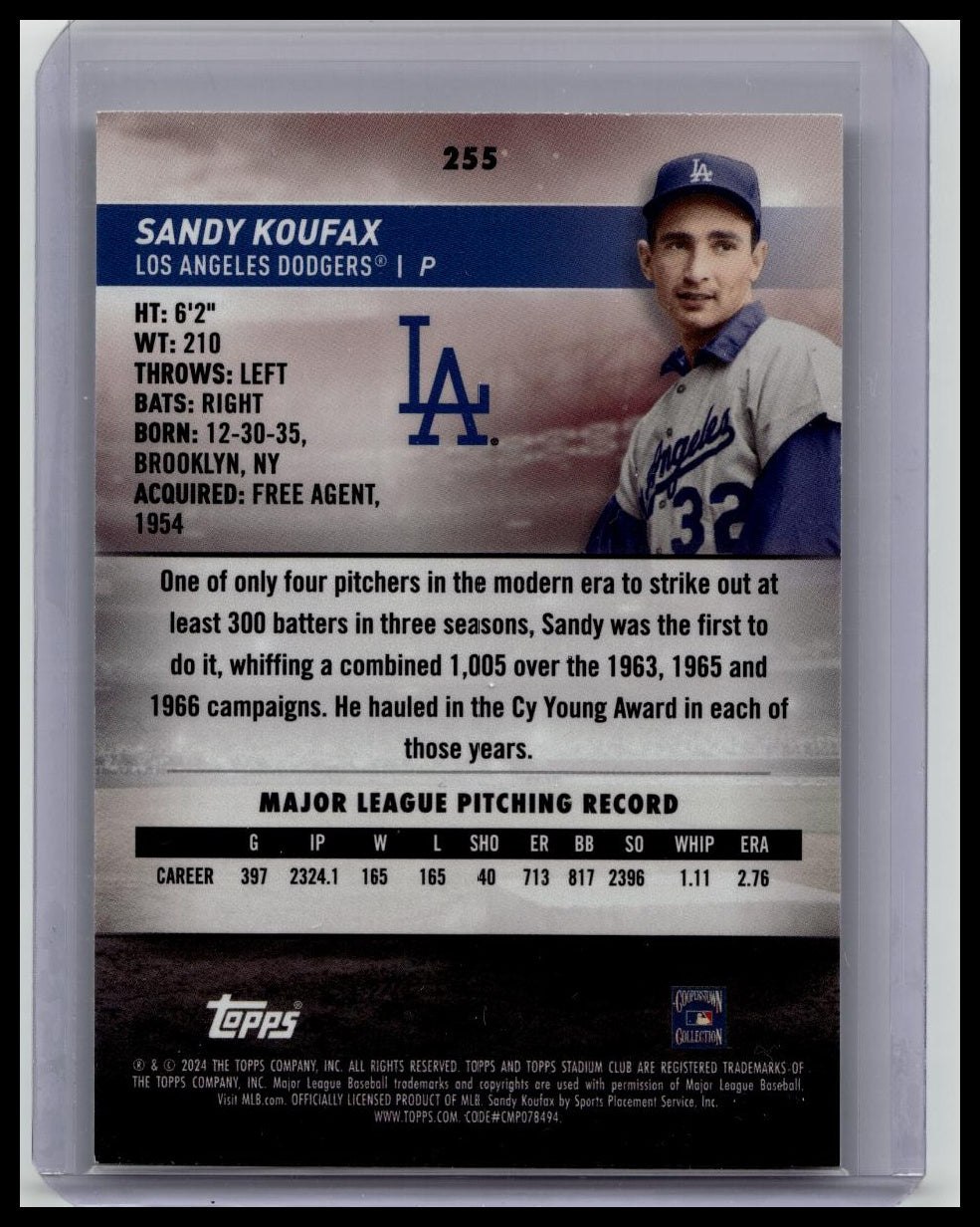 2024 Topps Stadium Club Sandy Koufax Design Variation SSP #255 LA Dodgers