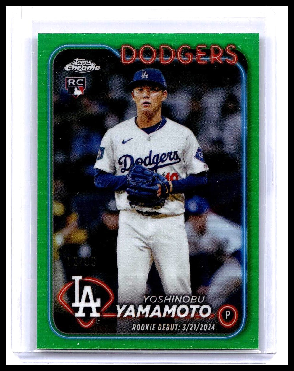 2024 Topps Chrome Update Yoshinobu Yamamoto Green Refractor Rookie #13/99