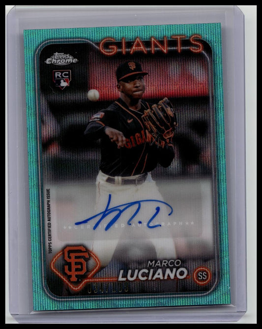 MARCO LUCIANO 2024 TOPPS CHROME ROOKIE AQUA WAVE GIANTS RC AUTO /199