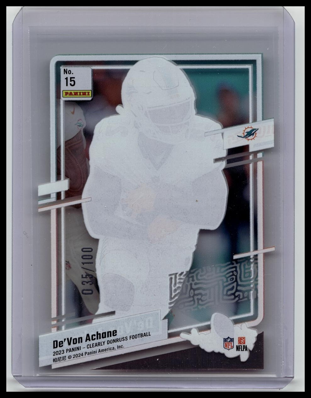2023 DONRUSS CLEARLY RED THE ROOKIES /100 DE'VON ACHANE DOLPHINS