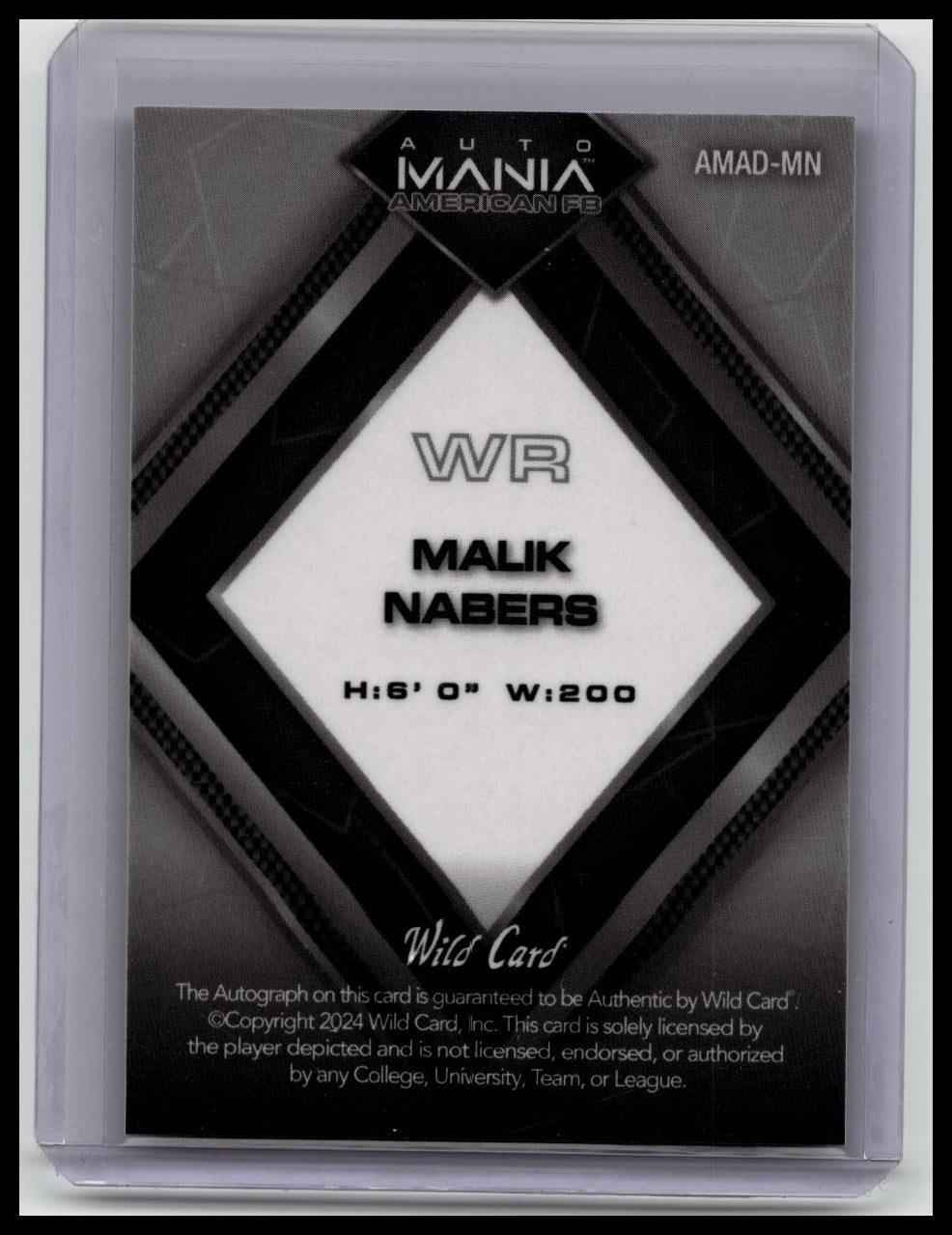 MALIK NABERS 2024 Wild Card Auto Mania 5/10 SSP NY Giants Rookie Auto
