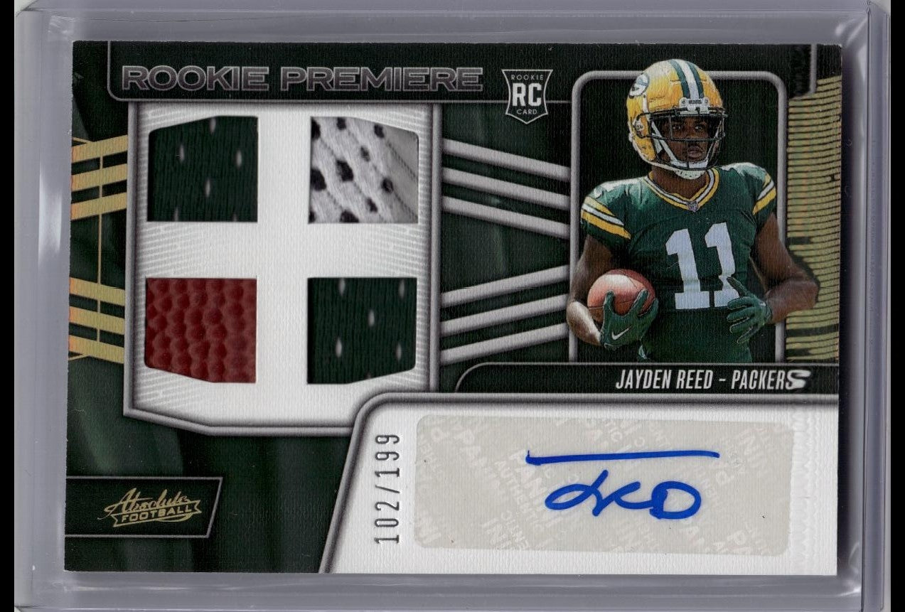 2023 Panini Absolute Jayden Reed Rookie Premiere Quad Patch AUTO /199 SP RPA