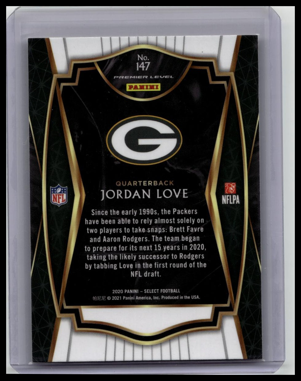 2020 Panini Select Premier Level JORDAN LOVE Packers ROOKIE RC #147