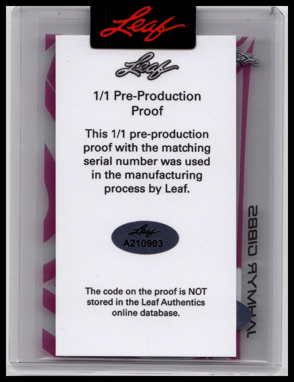 2023 Leaf Optichrome Jahmyr Gibbs Rookie Pre-production Proof #'d 1/1