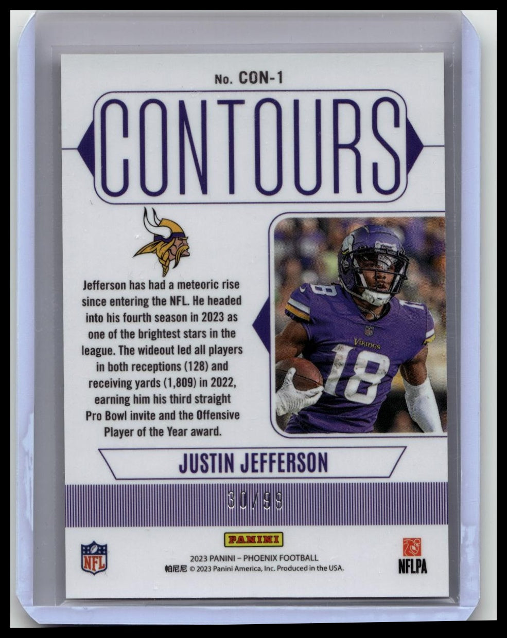 2023 Panini Phoenix - Contours Orange #CON-1 Justin Jefferson /99