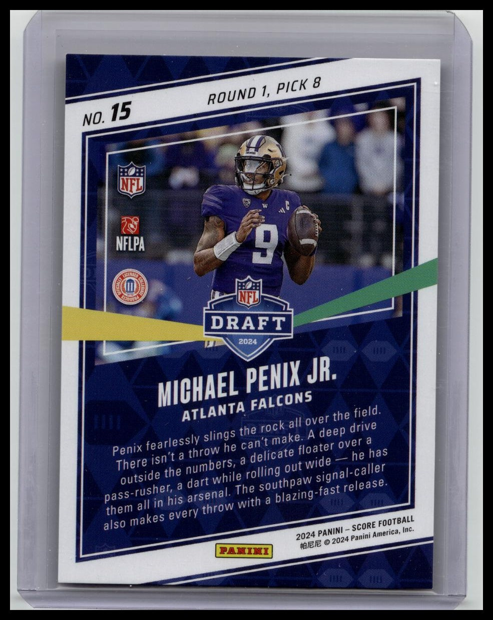 2024 Panini Score Orange First Down Michael Penix Jr. Rookie Rc #'d 01/10 Falcons