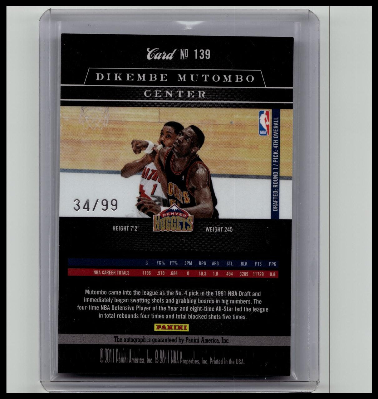 2011 Panini Dikembe Mutombo Auto /99