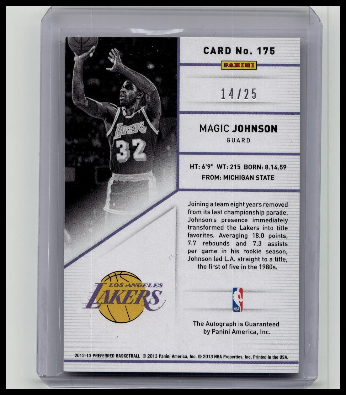 2012-13 Panini Preferred Magic Johnson Auto /25