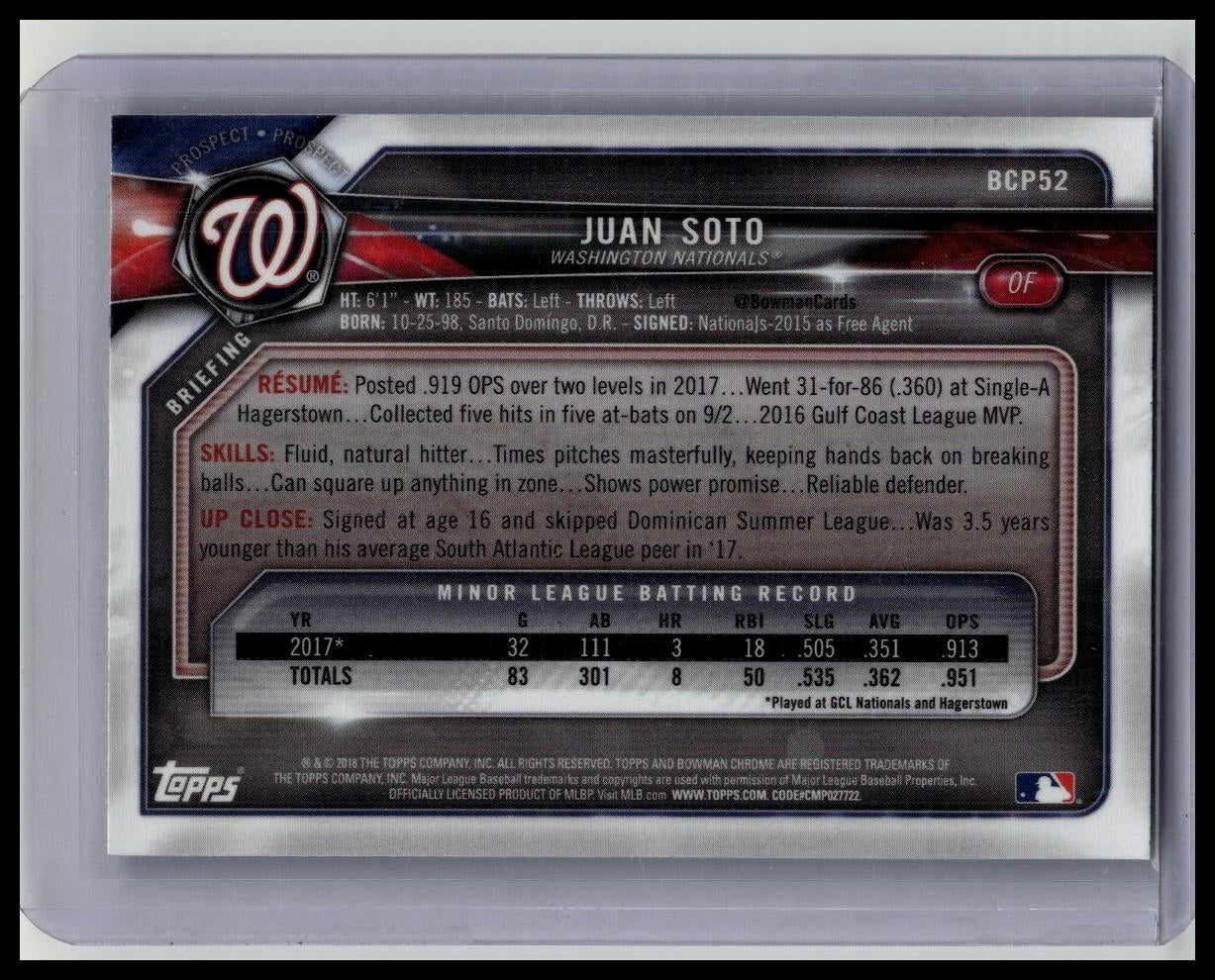 Juan Soto 2018 Bowman Chrome MOJO REFRACTOR #BCP52