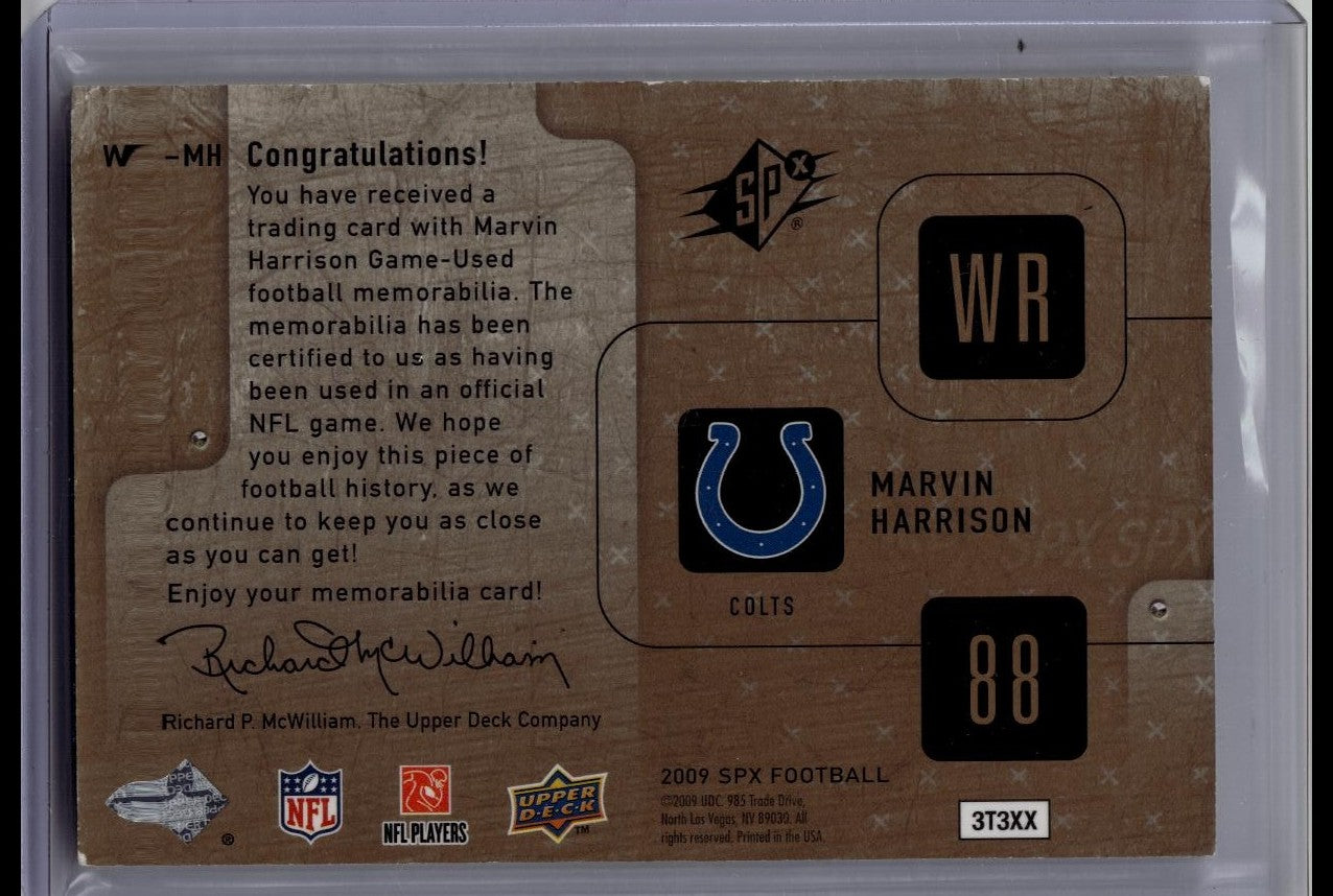 Marvin Harrison 2009 SPx Winning Materials Relic Card /99 #W-MH