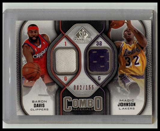 Magic Johnson & Baron Davis 2009-10 Upper Deck SP Game-Used #CM-DJ 002/155 Patch