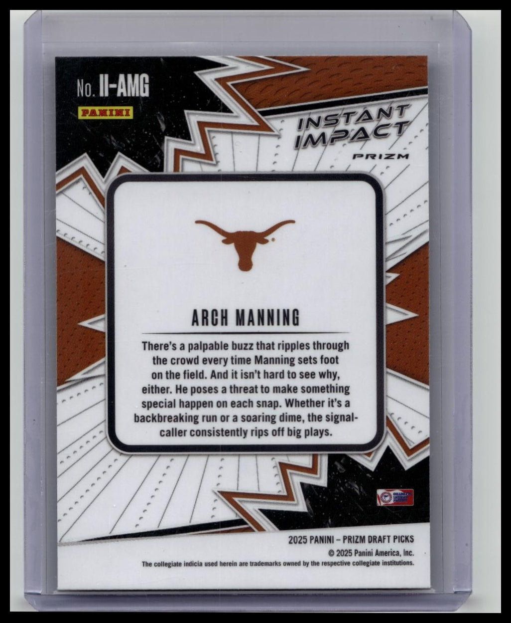 2025 Panini Prizm Draft Picks #II-AMG Arch Manning Instant Impact Red Texas