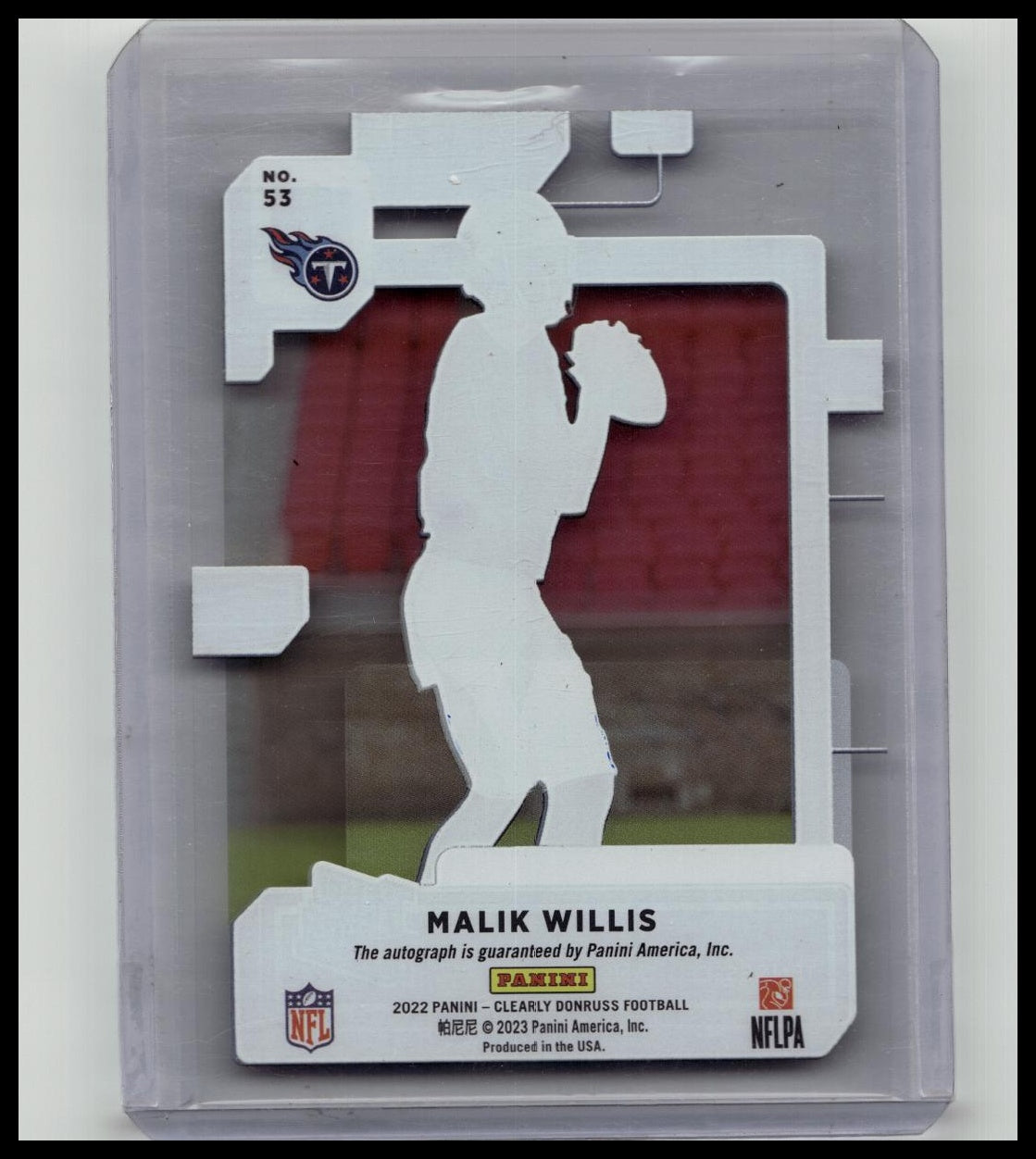 MALIK WILLIS Rookie Auto 2022 Panini Clearly Donruss RC #53