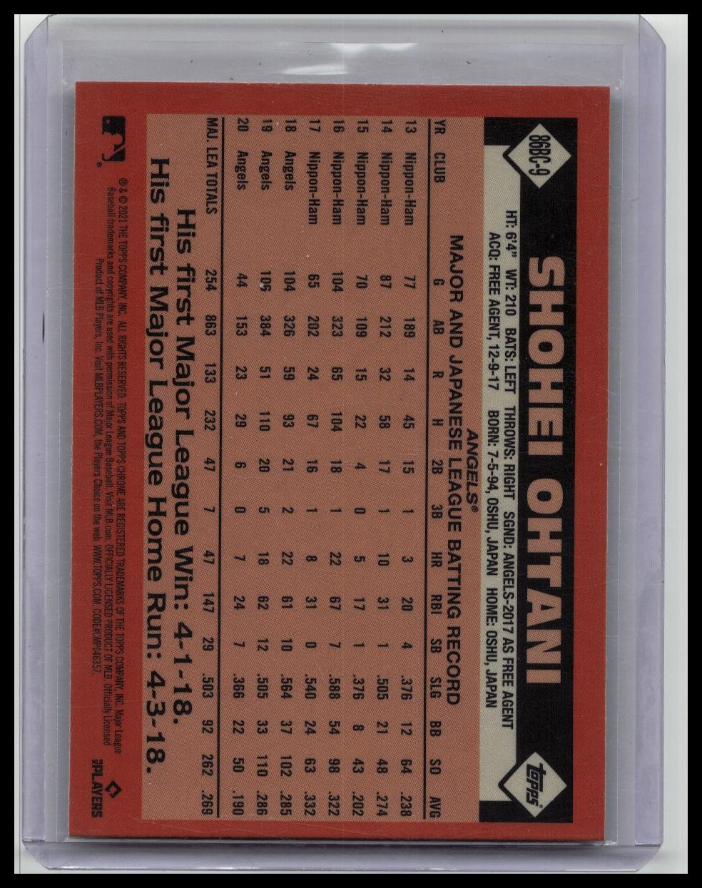 2021 Topps Chrome 1986 35th Shohei Ohtani