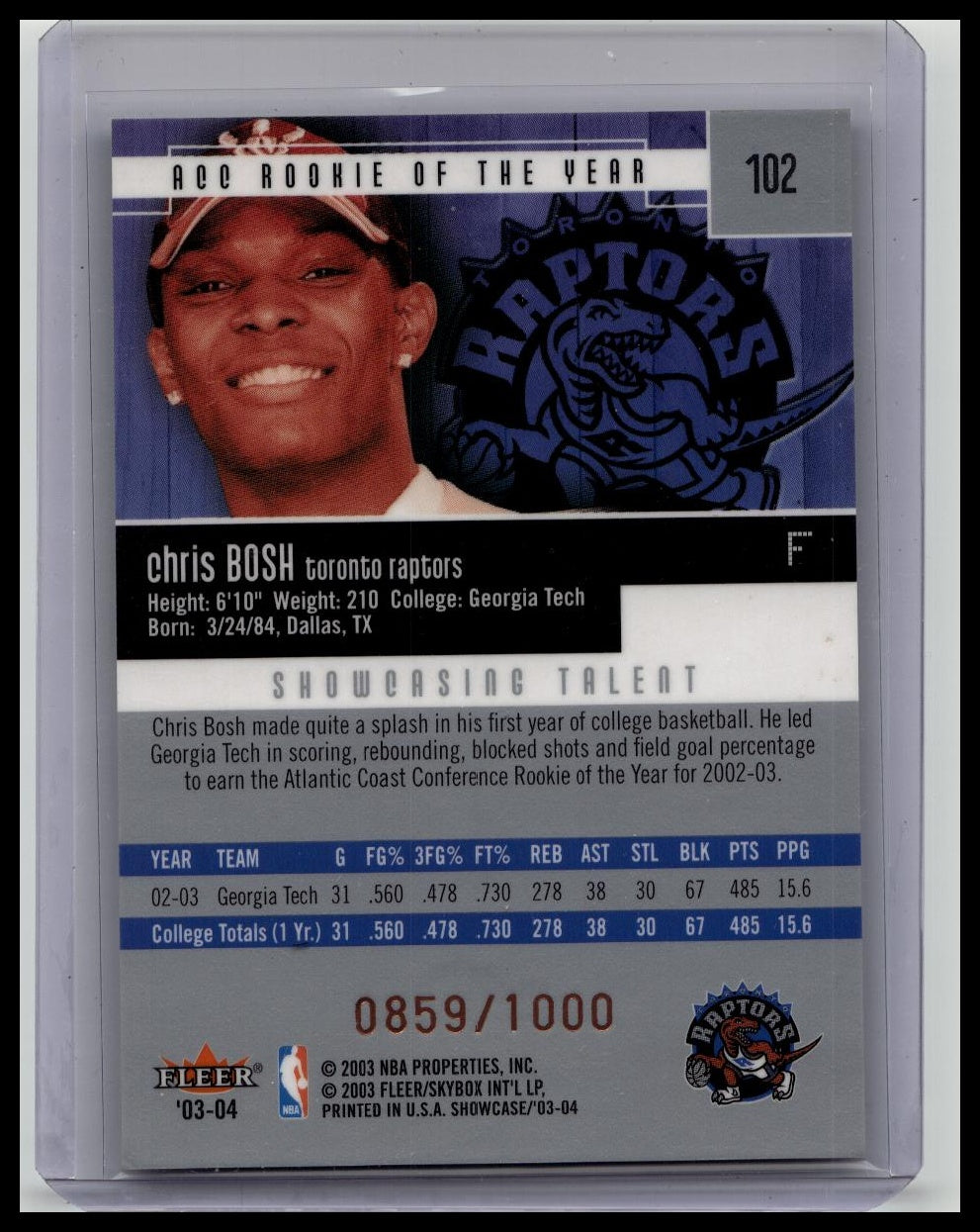 2003-04 Fleer Showcase - Chris Bosh #102 /1000 (RC)