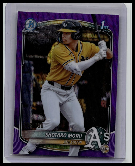 SHOTARO MORII #/250 2025 BOWMAN CHROME 1ST PURPLE WAVE REFRACTOR RC #BCP-170 A'S