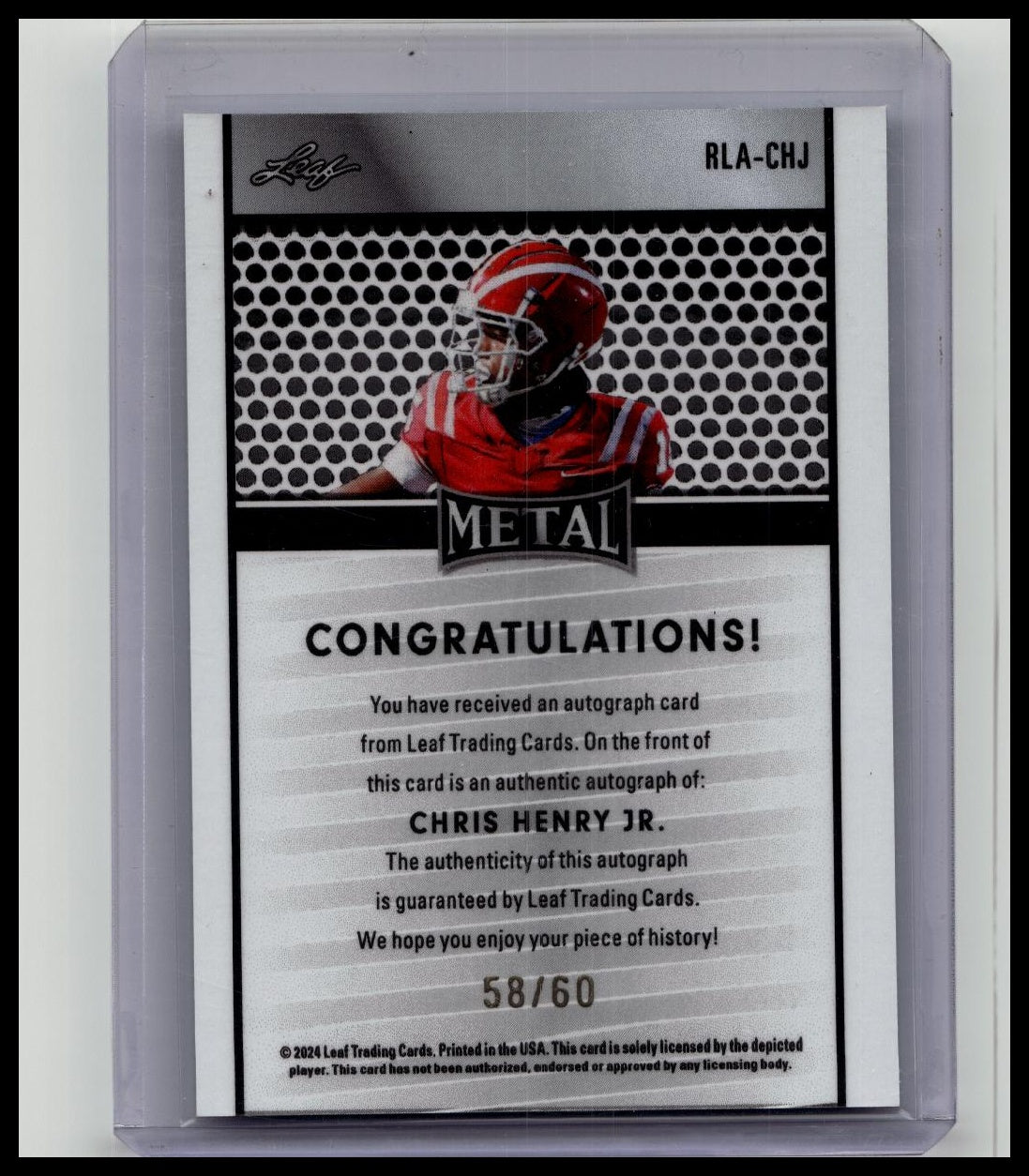 2024 Leaf Metal Chris Henry Jr Rookie Auto /60 OHIO STATE TOP RECRUIT