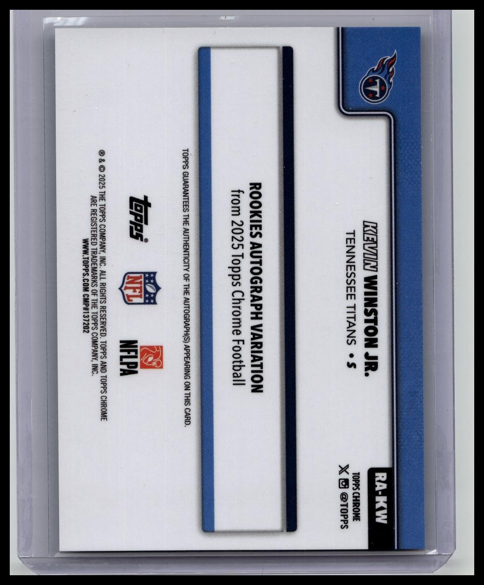 2025 Topps Chrome Football Kevin Winston Jr Green Refractor Auto RC /99