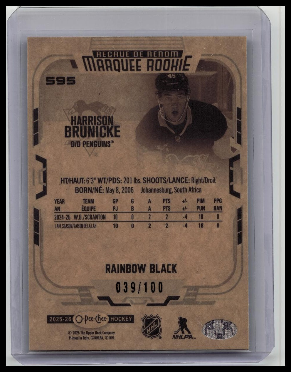 2025-26 O-Pee-Chee Harrison Brunicke Marquee Rookie Rainbow Black #029/100 #595