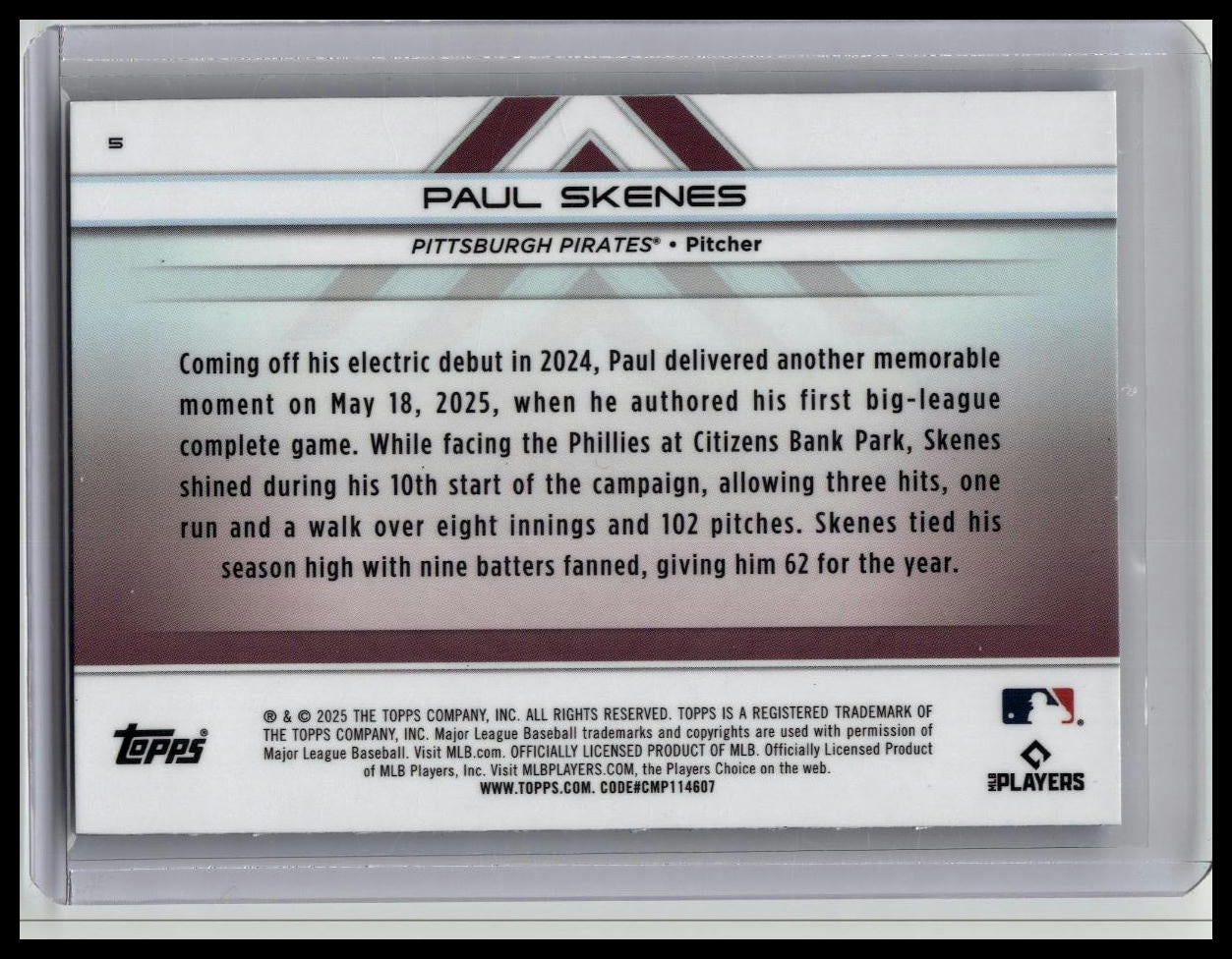 2025 Topps Transcendent Collection Paul Skenes Icons Chrome Image Variations #5