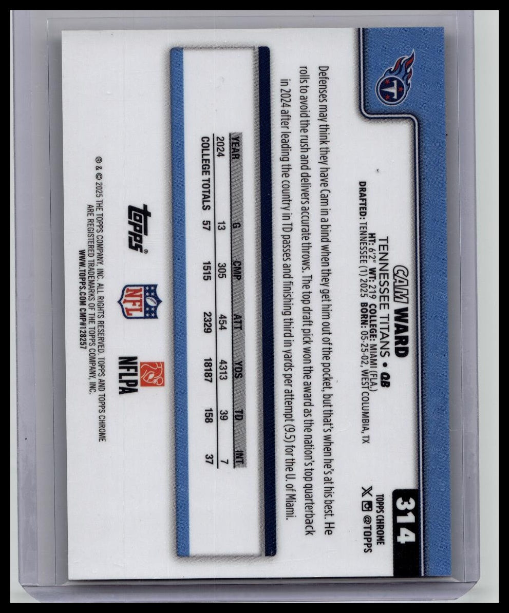2025 Topps Chrome Cam Ward Rookie RC GOLD Lava /50 RARE Titans