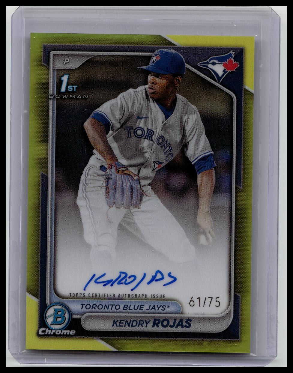 2024 Bowman Chrome 1st Kendry Rojas Yellow Chrome Refractor Auto Card 54/75
