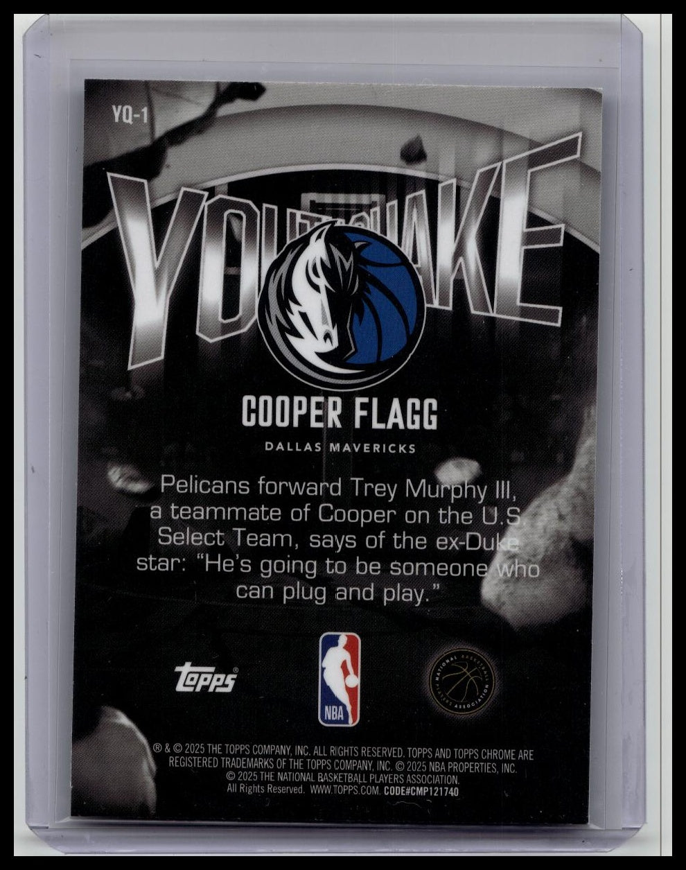 Cooper Flagg 2025-26 Topps Chrome #YQ-1 Youthquake Rookie