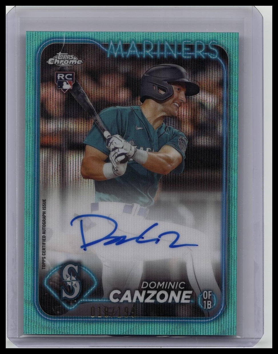 DOMINIC CANZONE 2024 Topps Chrome Aqua Wave Refractor AUTO /199 Mariners #RA-DC