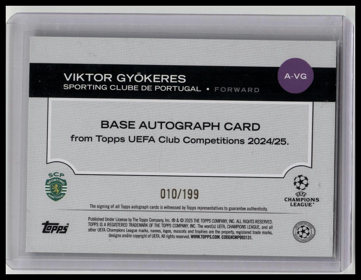 Topps Ucc Flagship 2024-2025 Viktor Gyokeres Auto /199 Sporting Portugal