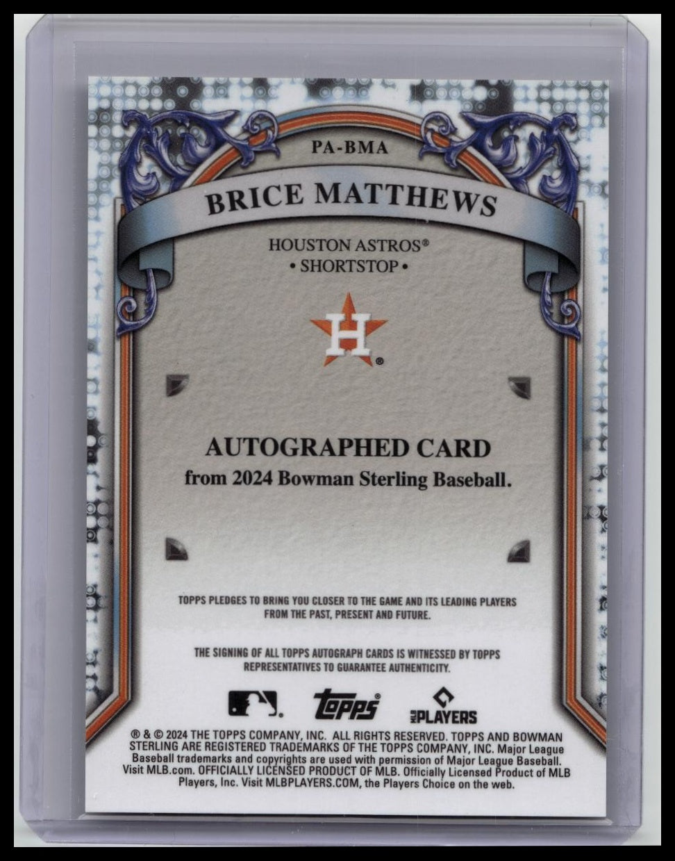 BRICE MATTHEWS 2024 BOWMAN STERLING AUTO #PA-BMA