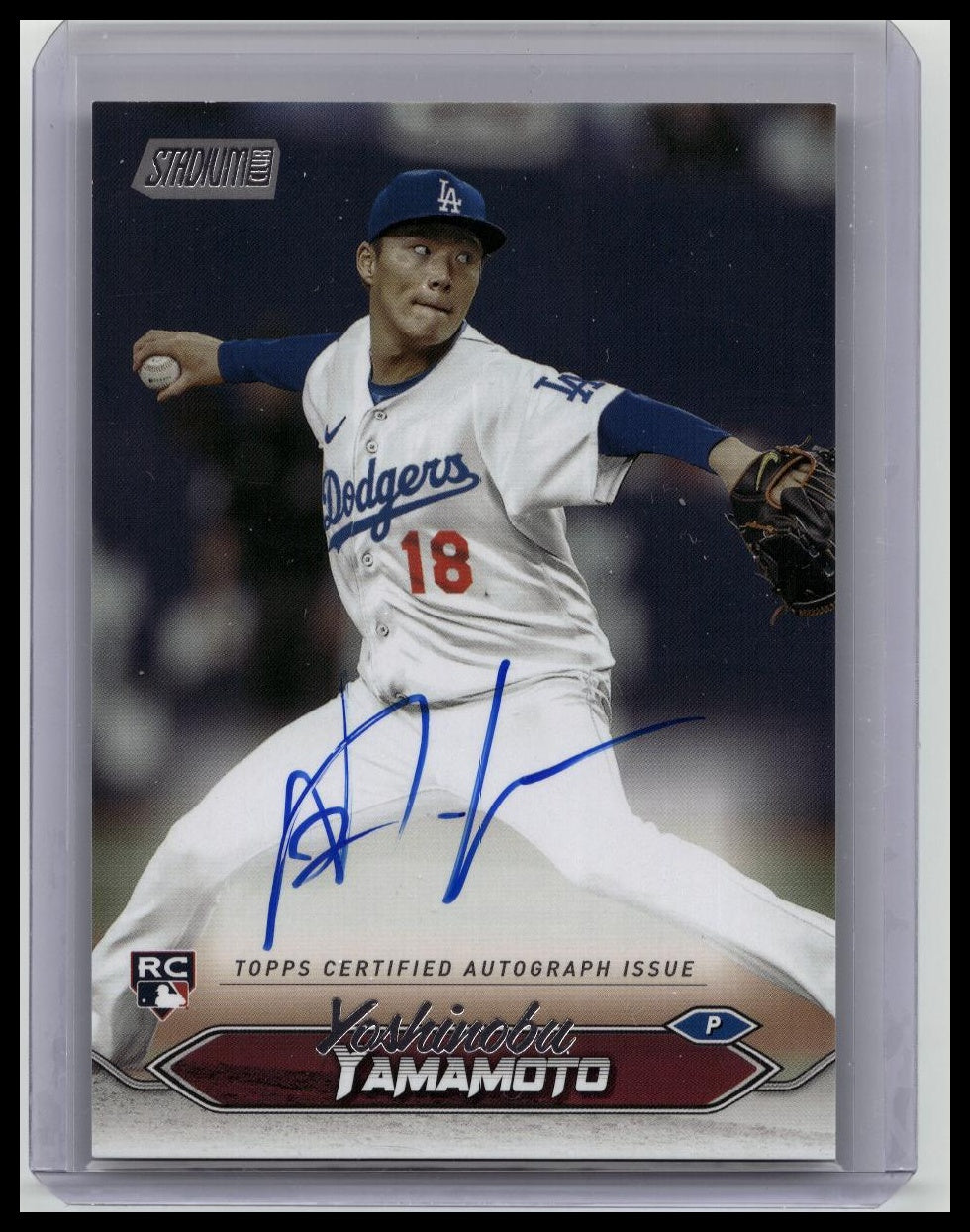 2024 Topps Stadium Club Autographs Yoshinobu Yamamoto On Card Auto RC DODGERS