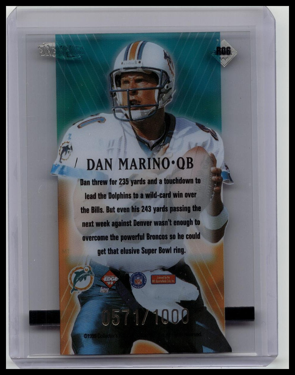 1999 Collector's Edge Supreme Route XXXII #RO6 Dan Marino /1000
