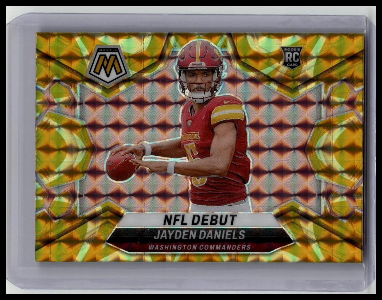 2024 Panini Mosaic Jayden Daniels NFL Debut Reactive Yellow Prism RC!! #272