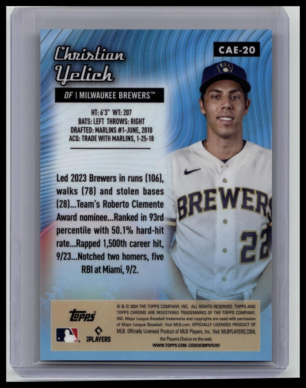 2024 Topps Chrome Chrome All Etch Christian Yelich Black 02/10 #CAE-20