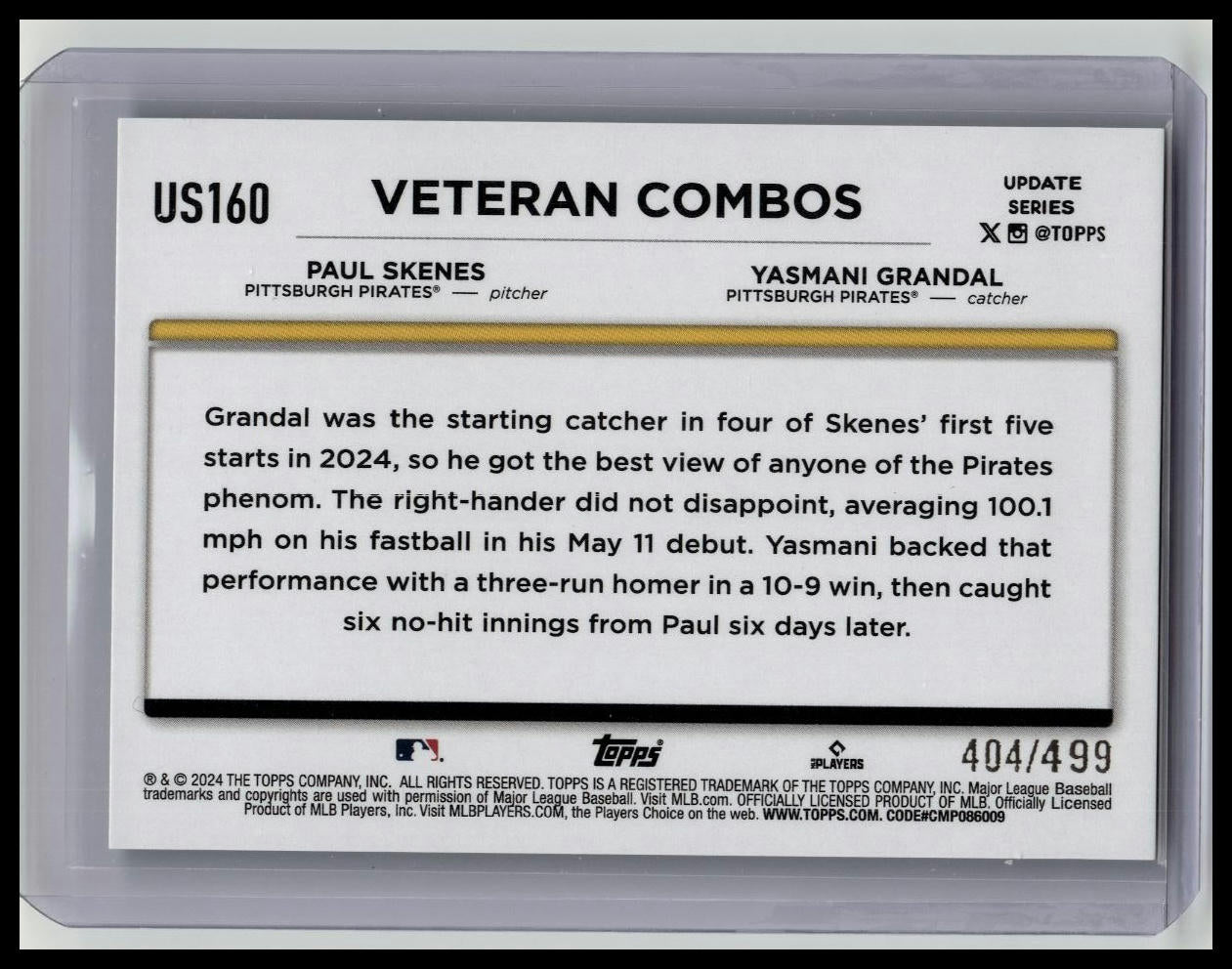 2024 Topps Update Skenes/Grandal - Veteran Combos Green Foil Board 161/499