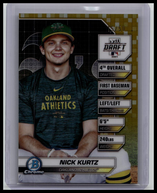 NICK KURTZ 2024 BOWMAN CHROME DRAFT NIGHT GOLD REFRACTOR 15/50
